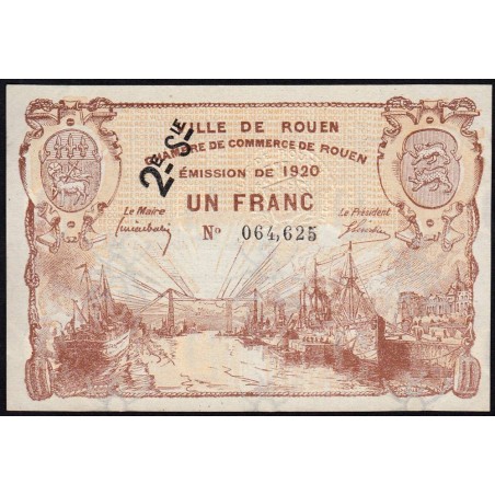 Rouen - Pirot 110-55 - 1 franc - 2ème série - 1920 - Etat : SUP+