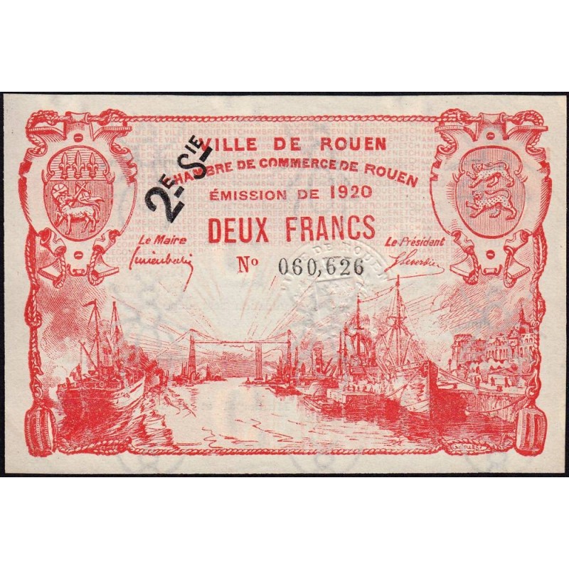 Rouen - Pirot 110-58 - 2 francs - 2ème série - 1920 - Etat : SUP+