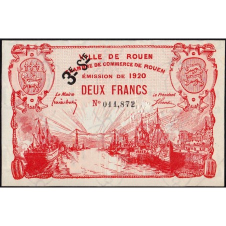Rouen - Pirot 110-63 - 2 francs - 3ème série - 1920 - Etat : SPL