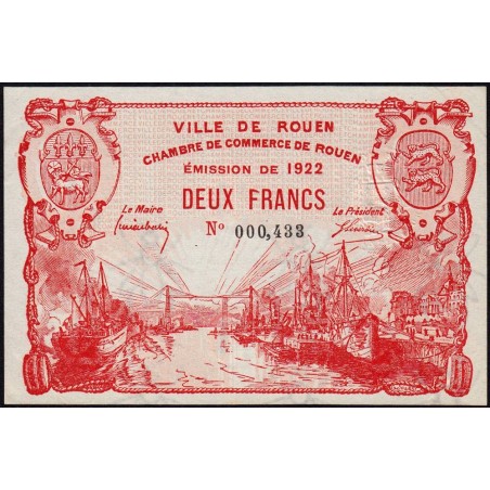 Rouen - Pirot 110-66 - 2 francs - 1922 - Etat : SUP+ à SPL