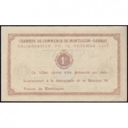 Montluçon-Gannat - Pirot non répertorié - 1 franc - Série B - 1918 - Spécimen - Etat : SPL+