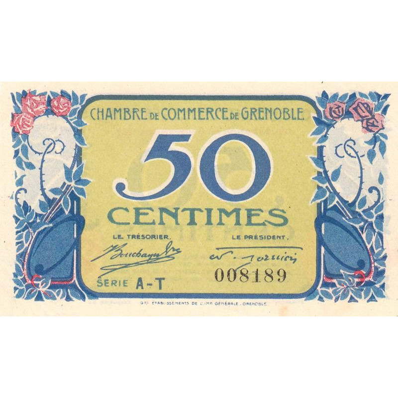 Grenoble - Pirot 63-15 - 50 centimes - Série AT - 08/11/1917 - Etat : SUP