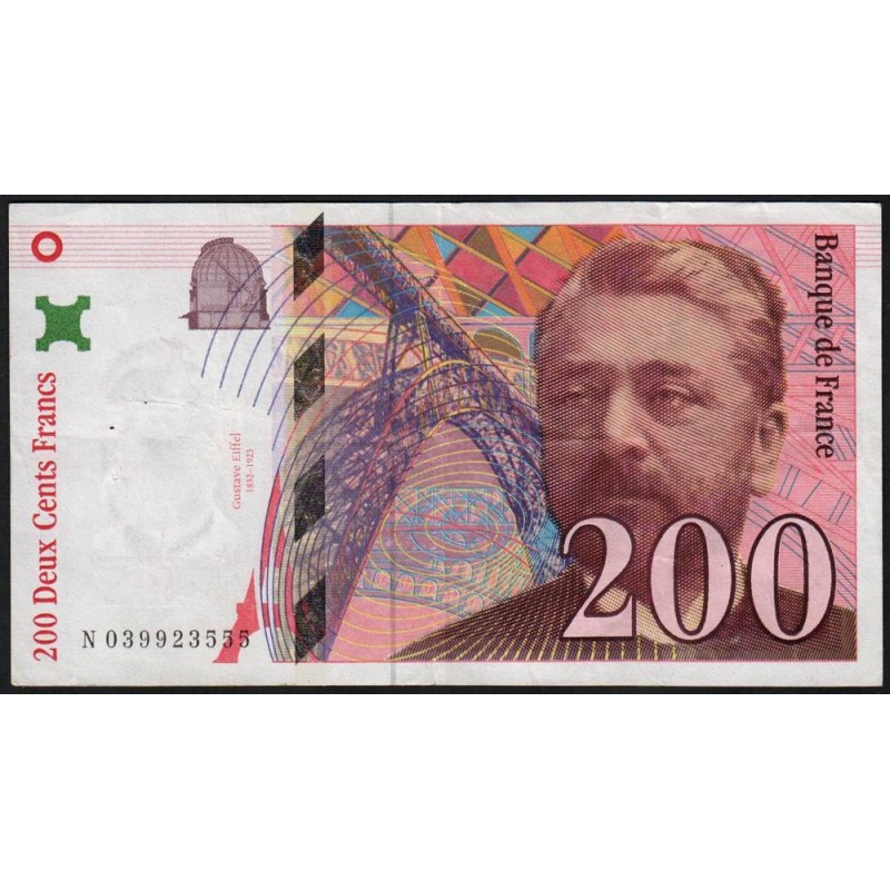 F 75-03a - 1996 - 200 francs - Eiffel - Série N - Etat : TTB-