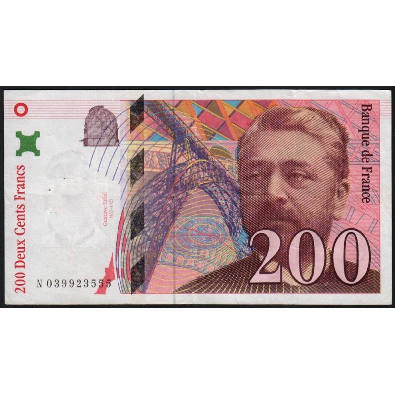 F 75-03a - 1996 - 200 francs - Eiffel - Série N - Etat : TTB-