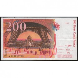 F 75-03b - 1996 - 200 francs - Eiffel - Série A - Etat : TTB