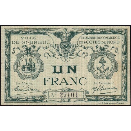 Saint-Brieuc - Pirot 111-15 - 1 franc - Série C - Sans date - Etat : SUP