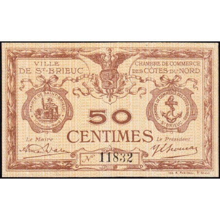 Saint-Brieuc - Pirot 111-17 - 50 centimes - Série D - Sans date - Etat : SUP+