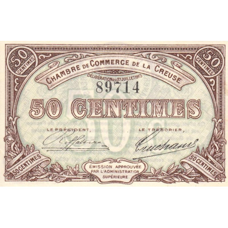 Guéret - Creuse - Pirot 64-1 - 50 centimes - Sans série - 27/07/1915 - Etat : SPL