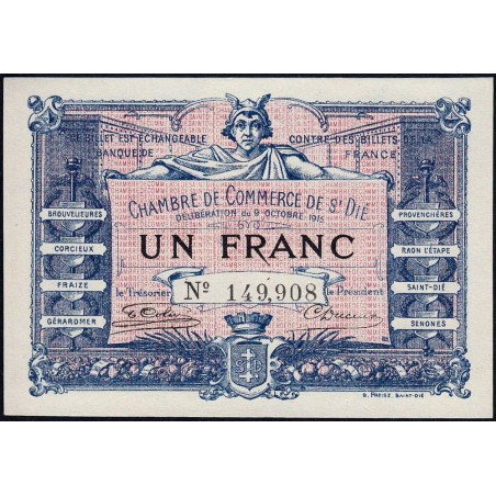 Saint-Dié - Pirot 112-3 - 1 franc - 09/10/1915 - Etat : NEUF