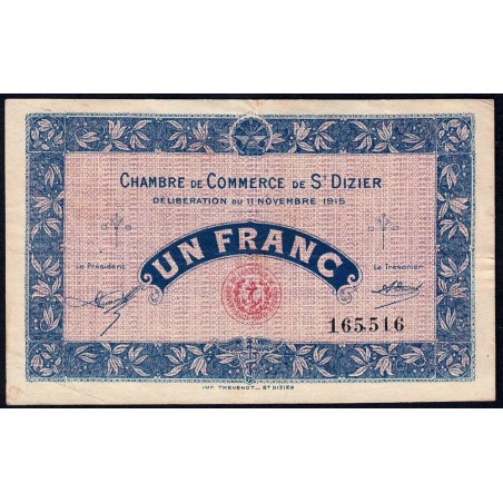 Saint-Dizier - Pirot 113-6 - 1 franc - 11/11/1915 - Etat : TTB
