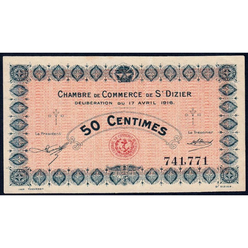 Saint-Dizier - Pirot 113-11 - 50 centimes - 17/04/1916 - Etat : SUP