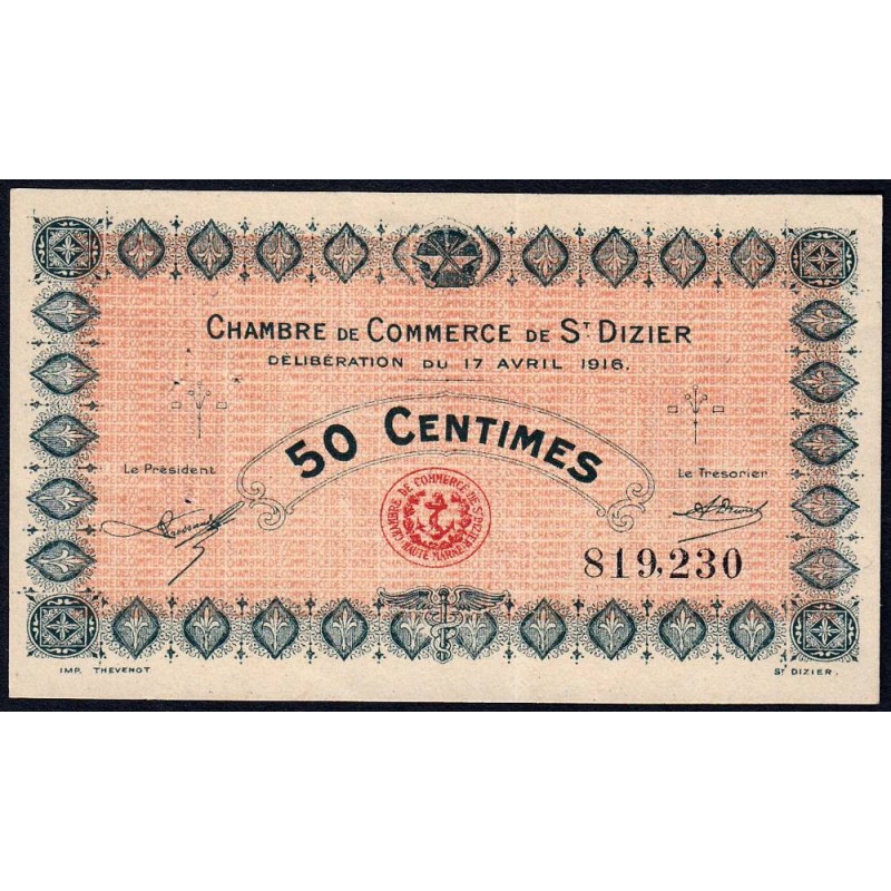 Saint-Dizier - Pirot 113-11 - 50 centimes - 17/04/1916 - Etat : TTB+