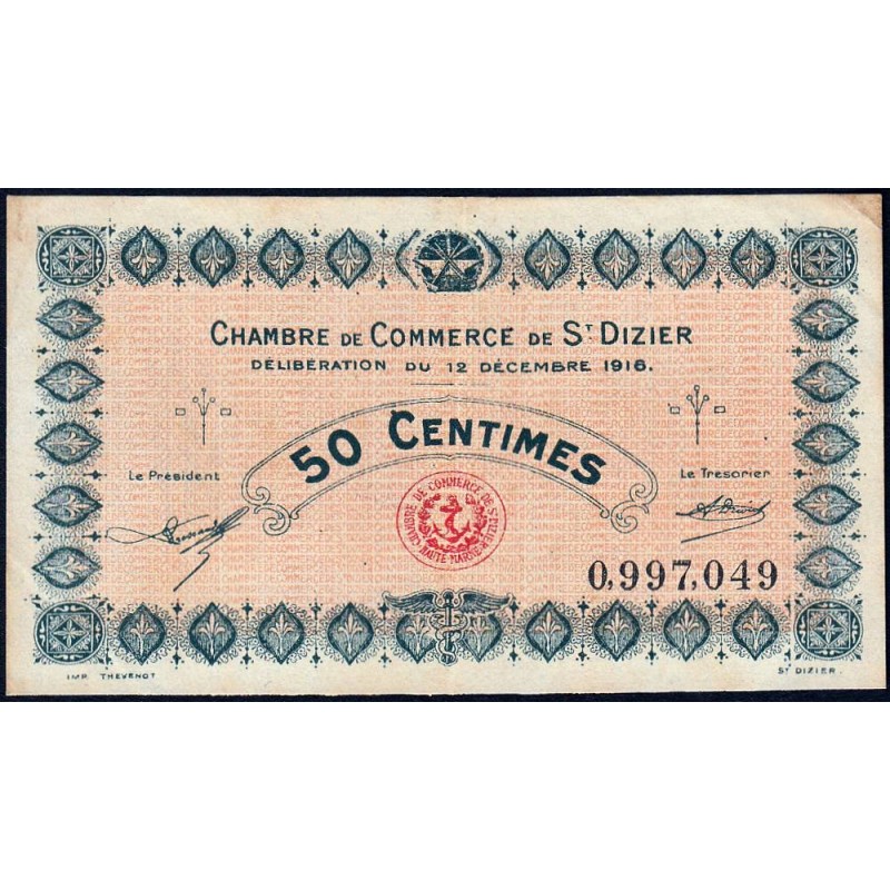 Saint-Dizier - Pirot 113-13 - 50 centimes - 12/12/1916 - Etat : TTB