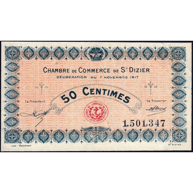 Saint-Dizier - Pirot 113-15 - 50 centimes - 07/11/1917 - Etat : SUP+