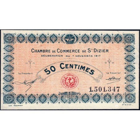 Saint-Dizier - Pirot 113-15 - 50 centimes - 07/11/1917 - Etat : SUP+