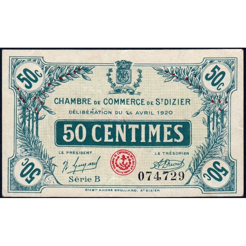 Saint-Dizier - Pirot 113-17 - 50 centimes - 14/04/1920 - Etat : TTB