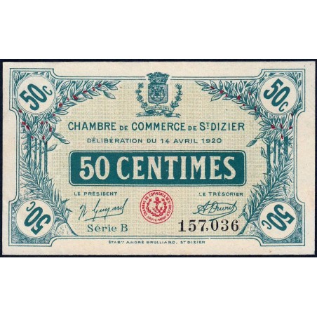 Saint-Dizier - Pirot 113-17 - 50 centimes - 14/04/1920 - Etat : SPL