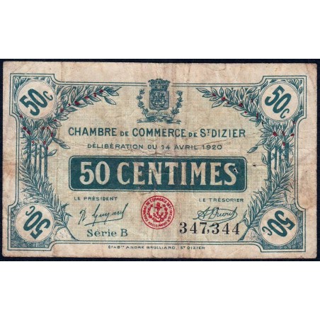 Saint-Dizier - Pirot 113-17 - 50 centimes - Série B - 14/04/1920 - Etat : B+