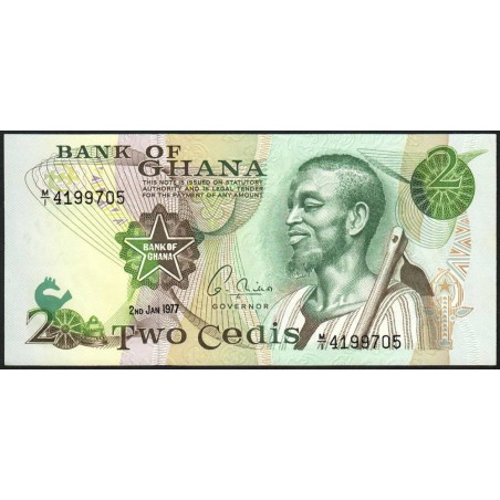 Ghana - Pick 14c_1 - 2 cedis - Série M/1 - 02/01/1977 - Etat : NEUF