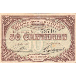 Guéret - Creuse - Pirot 64-7 - 50 centimes - Série A - 2e émission - 26/10/1915 - Etat : TB+