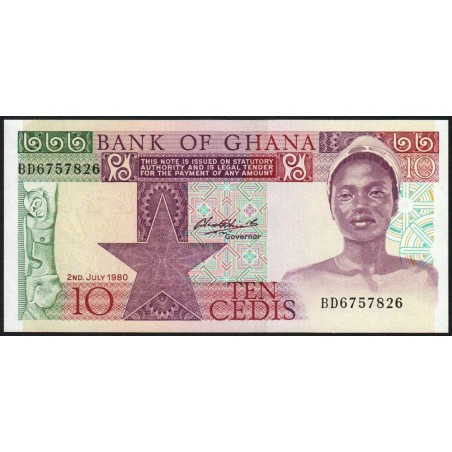 Ghana - Pick 20c - 10 cedis - Série BD - 02/01/1980 - Etat : NEUF