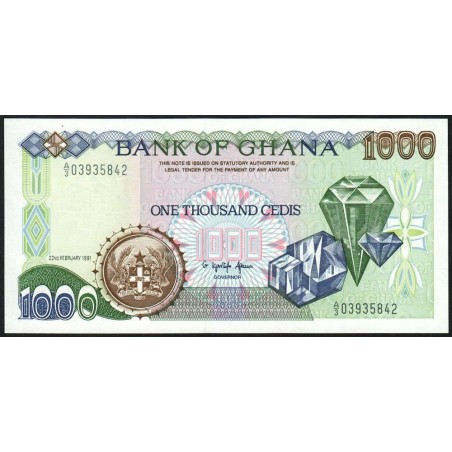 Ghana - Pick 29a - 1'000 cedis - Série A/3 - 22/02/1991 - Etat : NEUF