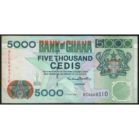 Ghana - Pick 34e - 5'000 cedis - Série BC - 01/07/2000 - Etat : TB+