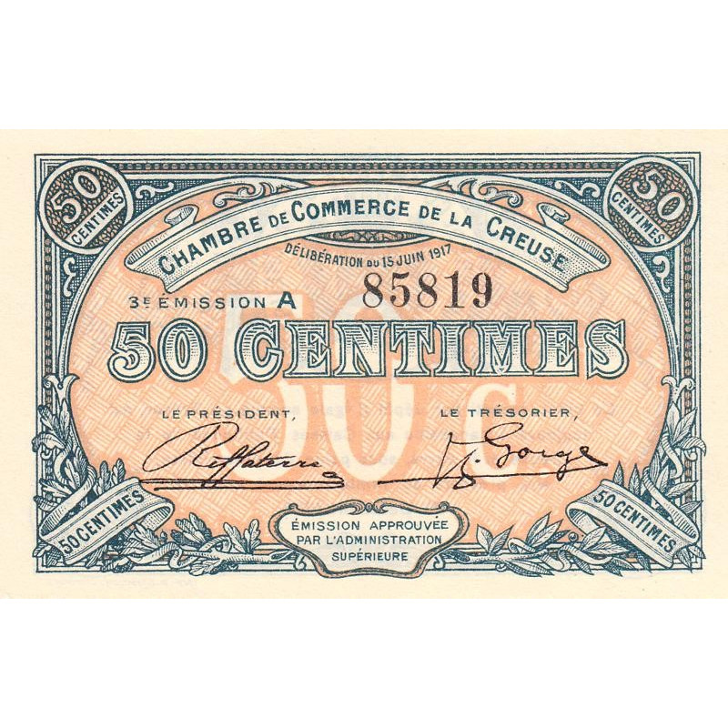 Guéret - Creuse - Pirot 64-13 - 50 centimes - Série A - 3e émission - 15/06/1917 - Etat : NEUF