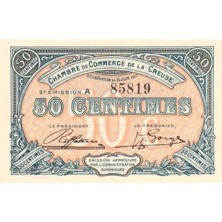 Guéret - Creuse - Pirot 64-13 - 50 centimes - Série A - 3e émission - 15/06/1917 - Etat : NEUF