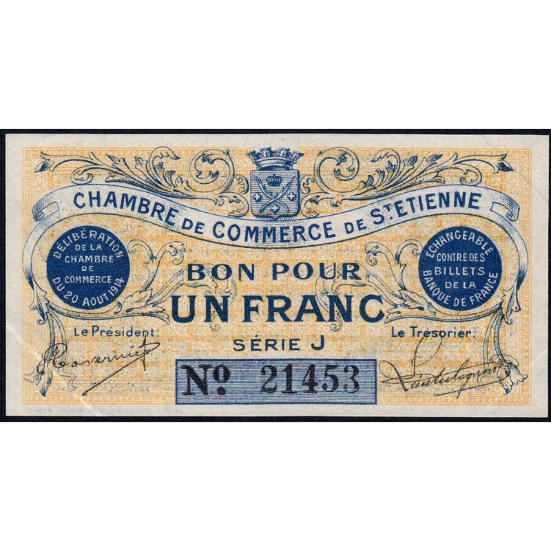 Saint-Etienne - Pirot 114-1 - 1 franc - Série J - 20/08/1914 - Etat : SUP+