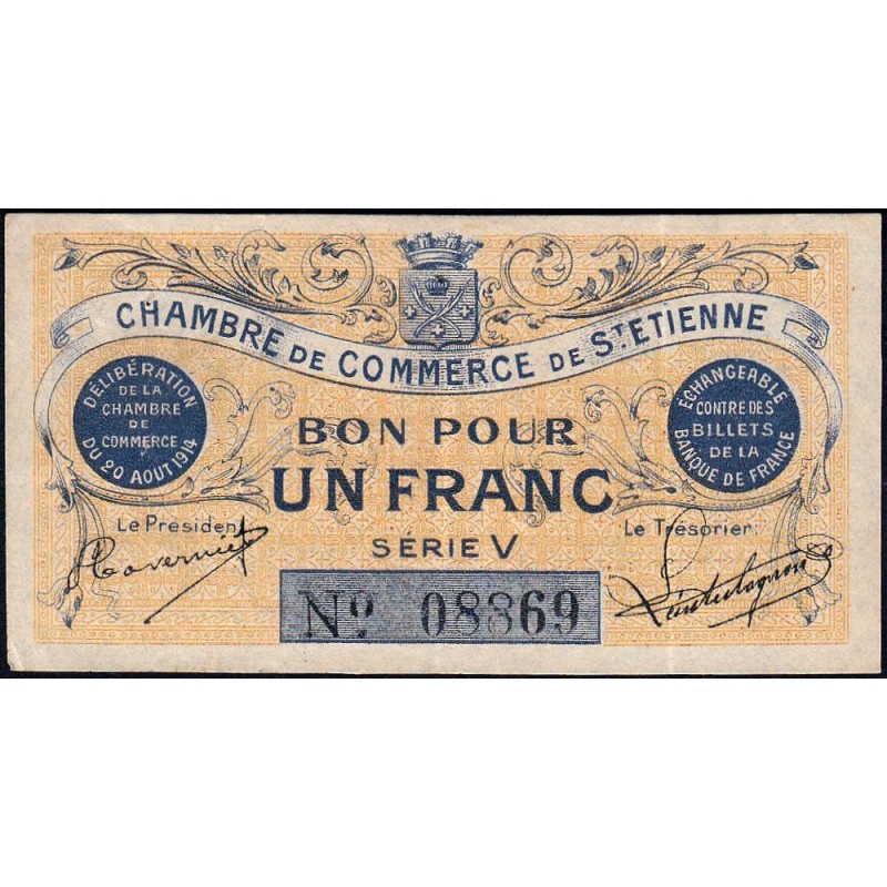 Saint-Etienne - Pirot 114-1 - 1 franc - Série V - 20/08/1914 - Etat : SUP
