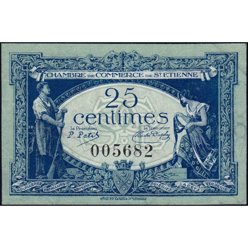 Saint-Etienne - Pirot 114-5 - 25 centimes - Sans Série - 12/01/1921 - Etat : SUP+