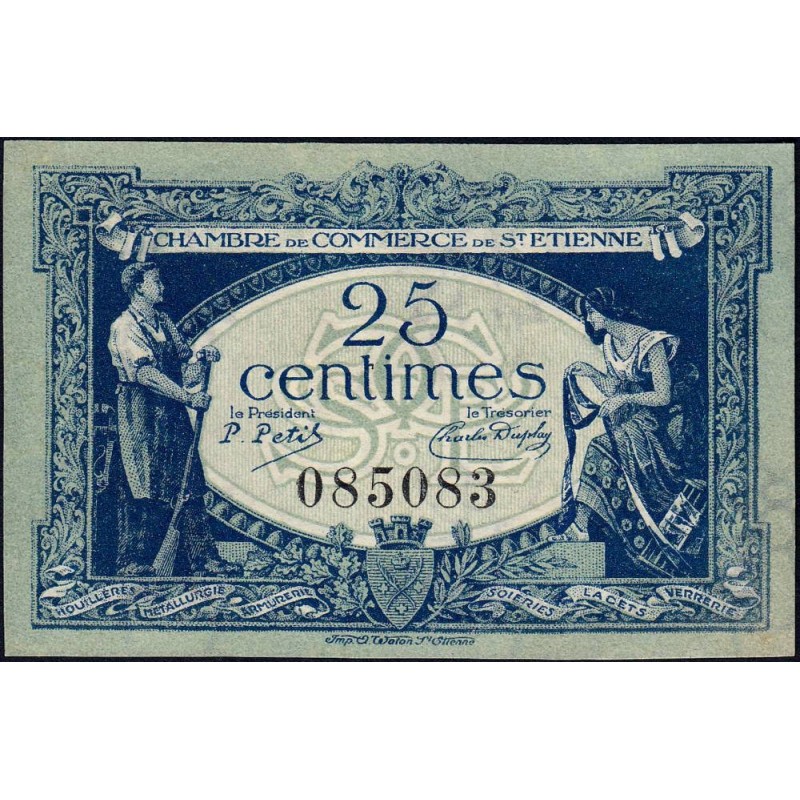 Saint-Etienne - Pirot 114-5 - 25 centimes - Sans Série - 12/01/1921 - Etat : SPL+