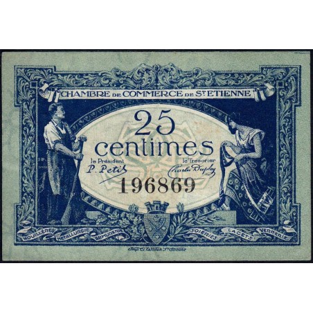 Saint-Etienne - Pirot 114-5 - 25 centimes - Sans Série - 12/01/1921 - Etat : SUP