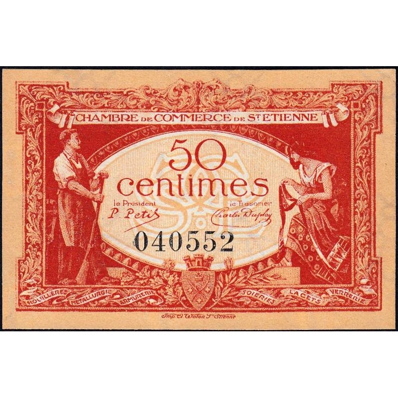 Saint-Etienne - Pirot 114-6 - 50 centimes - Sans Série - 12/01/1921 - Etat : SPL