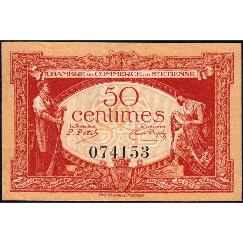 Saint-Etienne - Pirot 114-6 - 50 centimes - Sans Série - 12/01/1921 - Etat : SUP