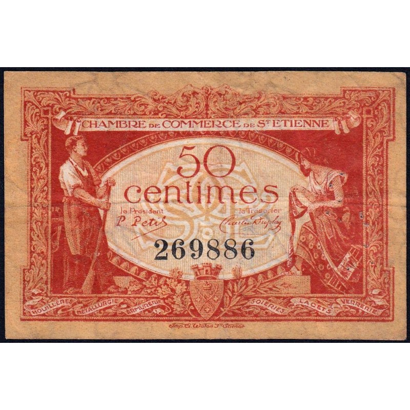 Saint-Etienne - Pirot 114-6 - 50 centimes - Sans Série - 12/01/1921 - Etat : TB