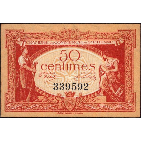 Saint-Etienne - Pirot 114-6 - 50 centimes - Sans Série - 12/01/1921 - Etat : TTB+