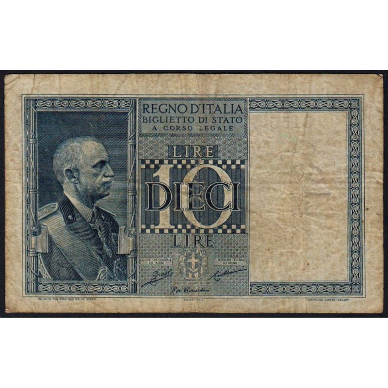 Italie - Pick 25a - 10 lire - 1935 - An XIII - Etat : TB