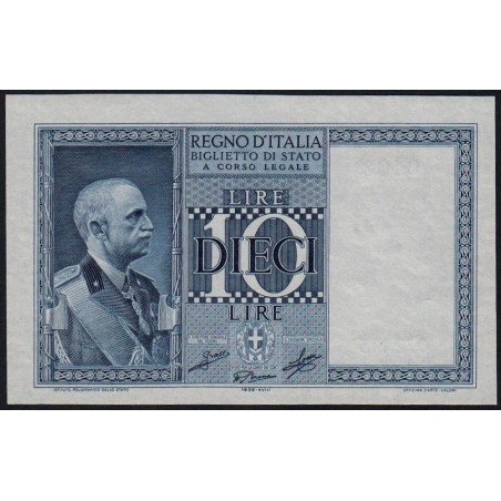 Italie - Pick 25c_1 - 10 lire - 1939 - An XVIII - Etat : NEUF