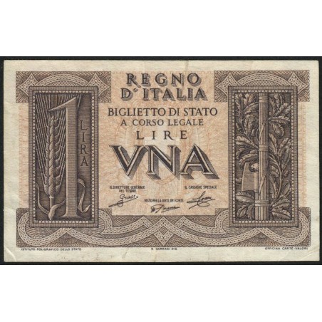 Italie - Pick 26 - 1 lira - 1939 - An XVIII - Etat : TTB