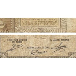 Italie - Pick 26 - 1 lira - 1939 - An XVIII - Etat : TB-