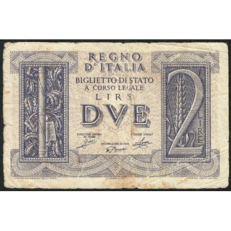 Italie - Pick 27 - 2 lire - 1939 - An XVIII - Etat : TB