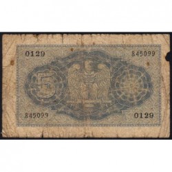 Italie - Pick 28_1 - 5 lire - 1940 - An XVIII - Etat : B