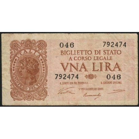 Italie - Pick 29a - 1 lira - 1946 - Etat : TB+