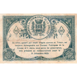 Guéret - Creuse - Pirot 64-19 - 50 centimes - Série A - 5e émission - 14/02/1920 - Etat : TB+