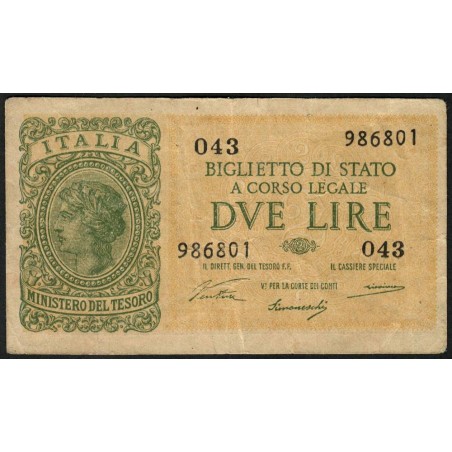 Italie - Pick 30a - 2 lire - 1946 - Etat : TTB-