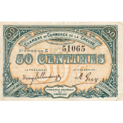 Guéret - Creuse - Pirot 64-19 - 50 centimes - Série C - 5e émission - 14/02/1920 - Etat : TTB