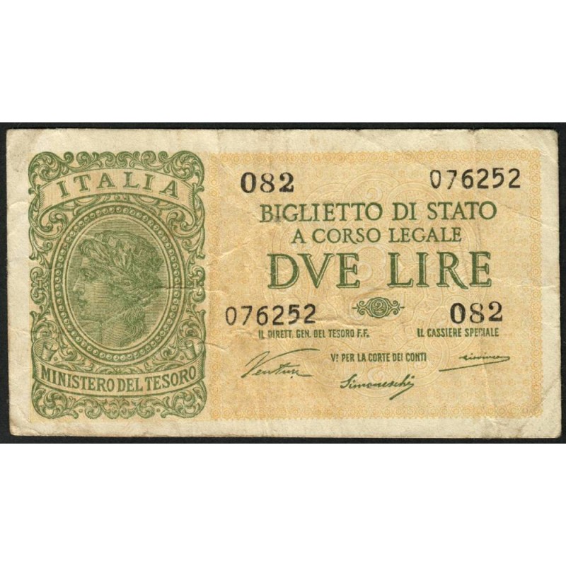 Italie - Pick 30a - 2 lire - 1946 - Etat : TB+