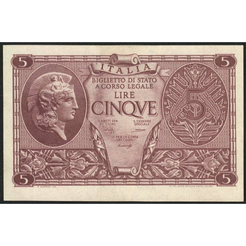 Italie - Pick 31b - 5 lire - 1948 - Etat : NEUF